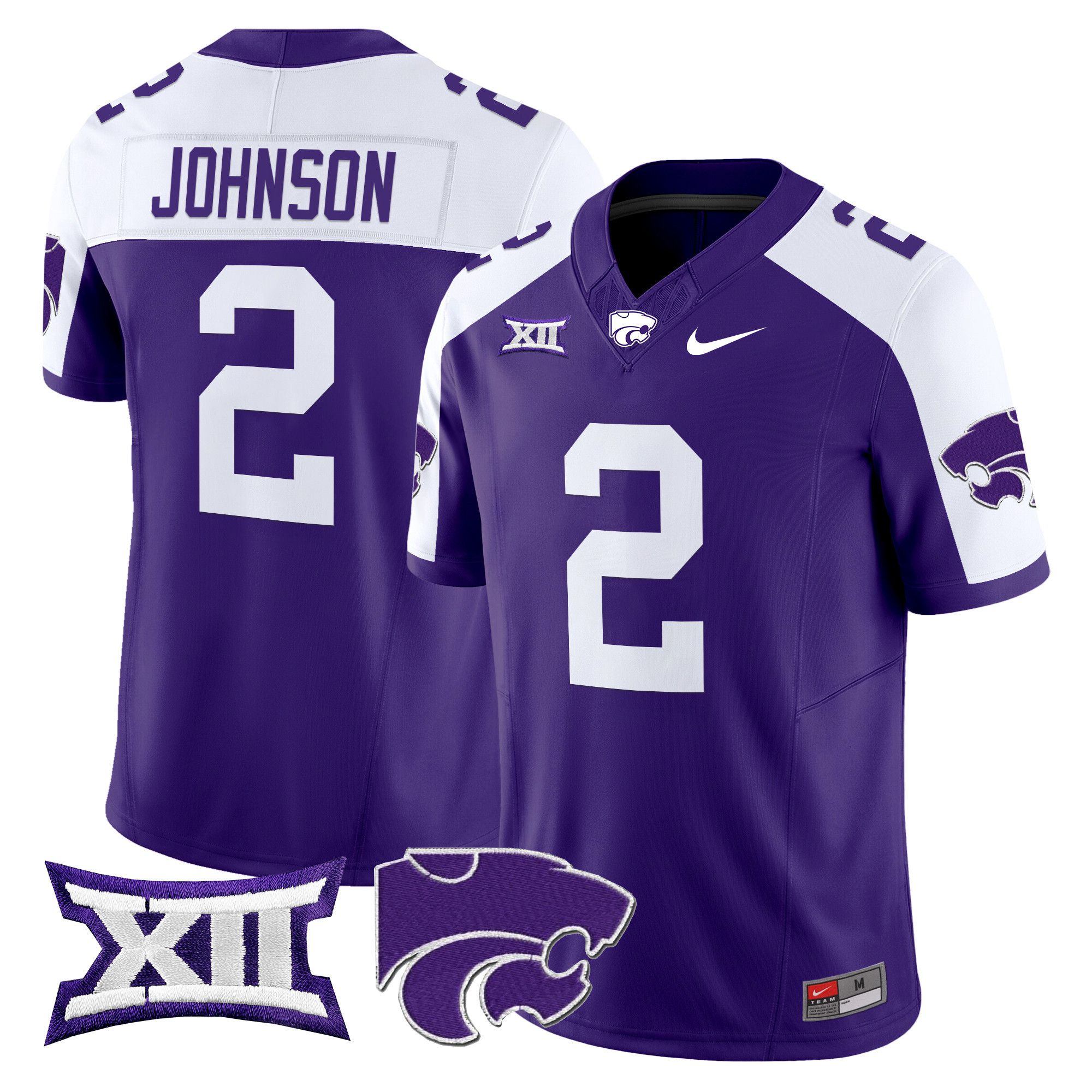 Men Kansas State Wildcats #2 Johnson Purple Nike 2024 Vapor Limited NCAA Jersey->customized ncaa jersey->Custom Jersey